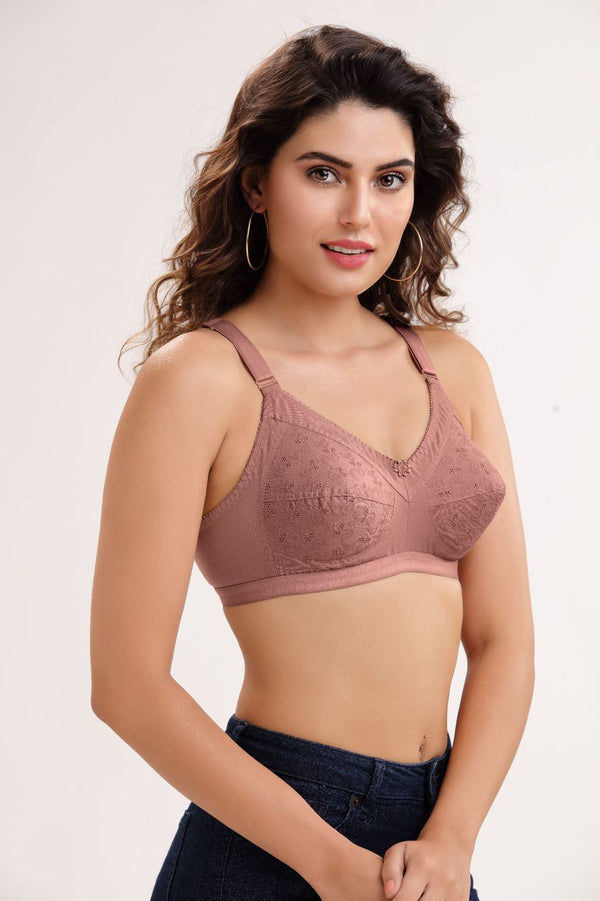 Diksha 100% Cotton Non-Padded Bra – Full Coverage Everyday Comfort Bra for Women