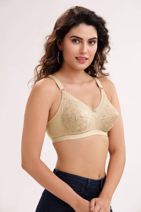 Diksha 100% Cotton Non-Padded Bra – Full Coverage Everyday Comfort Bra for Women